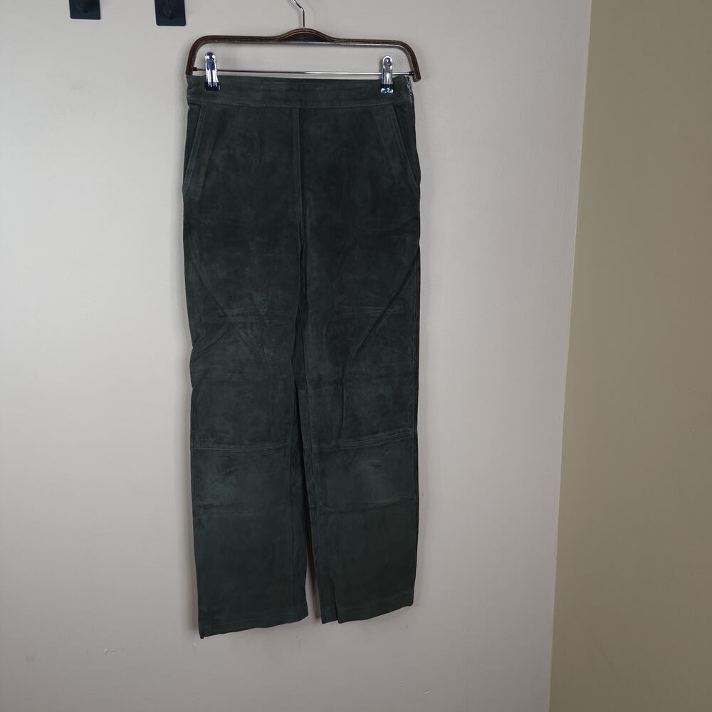 Blank NYC High Rise Suede Leather Pants in Green Size 28
